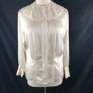 J.G. Hook vintage blouse cream with lace collar